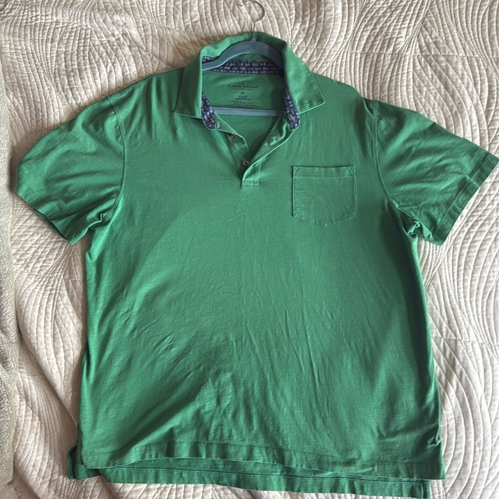 Tailor Vintage Cotton Polo with Print Collar XL